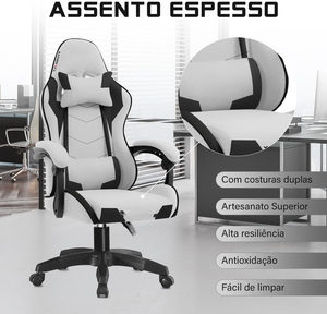 Chaises de jeu ergonomiques automatiques en tissu intégral avec <span class=keywords><strong>coussin</strong></span> de ressort pour ordinateur de bureau de course pour joueurs de PC gris - Product Image 3