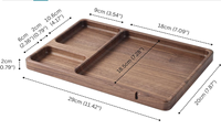 Plateau de rangement en bois de noyer écologique et durable avec chargeur sans fil intégré, organiseur de chevet en similicuir pour homme