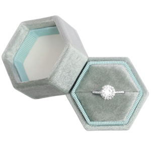 High End Gold Buckle Pendant Packaging <b>Box</b> Hot Selling Hexagonal Plush Jewelry <b>Box</b> for Rings <b>Earrings</b>-Wholesale Spots Available - Product Image 1