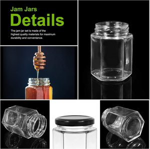 Contenitori Vuoti per Miele Disponibili in Fabbrica, Barattoli di <span class=keywords><strong>Vetro</strong></span> Esagonali con Coperchi a Vite Dorati per Bomboniere e Marmellate - Product Image 4