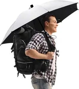 NPOT 하이 퀄리티 UV 보호 초경량 등산 배낭 등산 우산 핸즈프리 헤드 우산