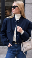 Nouvelle Collection Printemps-Automne : Manteau Court Élégant Femme Style Européen et Américain, Col Montant, Boutonnage Simple, Grandes Poches, Effet 3D