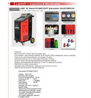 LAUNCH VALUE-1000 Plus Machine de récupération et de recharge de réfrigérant AC entièrement automatique à double gaz, compresseur 16CC, pression maximale 20 bars