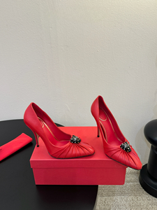 Black Leopard Head Genuine Leather Thin <b>Heels</b> Slip-On Anti-Slip Breathable Wedding Shoes Women's <b>Red</b> Pointed Toe Stylish Summer - Product Image 6