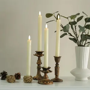 Conjunto de velas led cônicas para decoração de igrejas, luzes de cera real com controle remoto, 4 peças e 6 peças