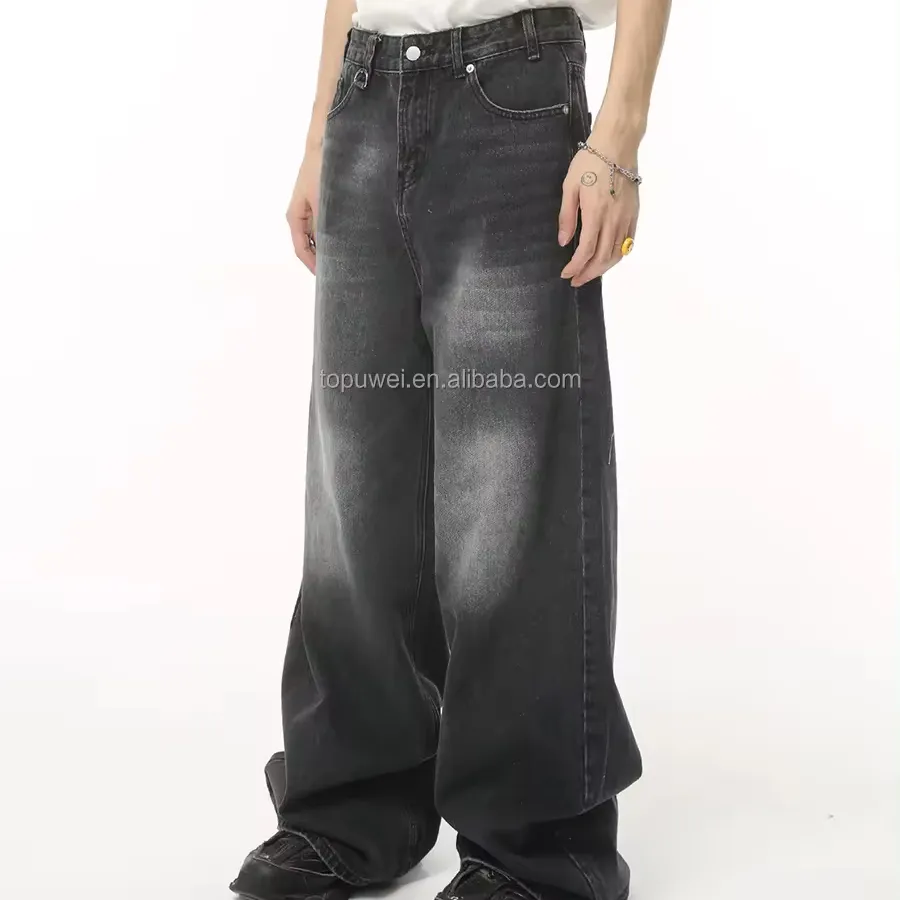 Wholesale Classic Style Men'S Jeans Washed Retro Loose Trouser Legs Plus Size Men'S Baggy Men Flare Jeans