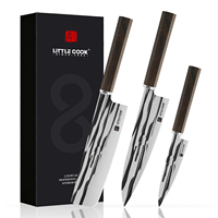 Ensemble de couteaux de cuisine professionnels 3 pièces en acier à haute teneur en carbone 5Cr/7Cr/9Cr18MoV/VG10/AUS10 avec manche en ébène pour découper la viande et les os