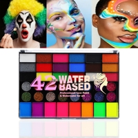 Kit Cat Warna Tubuh dan Wajah 42 Warna Pigmen Larut Air Berkilau Menyala dalam Gelap untuk Pesta Halloween Paskah Kosmetik Grosir
