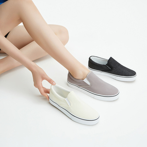 Fábrica de Wenzhou Mocasines Planos Personalizados para Dama, Zapatos de Lona Casuales sin Cordones para Mujer, Zapatos Clásicos de Lona Blanca para Mujer - Product Image 3