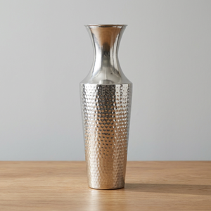 Jarrón de Mesa Moderno de Metal de Zinc Texturizado con Patrón Grabado, Hecho a Mano, de Alta Calidad, Ecológico, Ligero, Decoración del Hogar para Diwali, Estilo Indio - Product Image 1