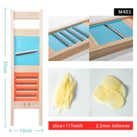 Mandoline manuelle 2-en-1, hachoir à légumes, tranches julienne moyennes de 2,5 mm, lames en acier inoxydable et bois massif, pour cuisine professionnelle