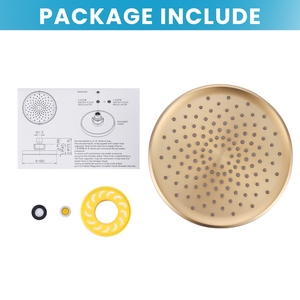 Pommeau de <span class=keywords><strong>douche</strong></span> rond à angles réglables avec buses en silicone anti-colmatage, pommeau de <span class=keywords><strong>douche</strong></span> en plastique ABS doré - Product Image 6