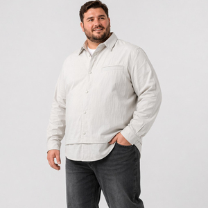 Heren lichtgewicht herfst overshirt overhemdjas borstzak casual eenvoudig groot en lang plus size oversized ontspannen pasvorm 6XL 7XL - Product Image 5