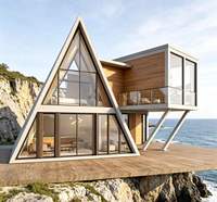 Maison préfabriquée en acier à double couche, étanche, avec toit triangulaire, maison capsule moderne en forme de A pour appartement, salle de sport, hôtel, hall, sous-sol