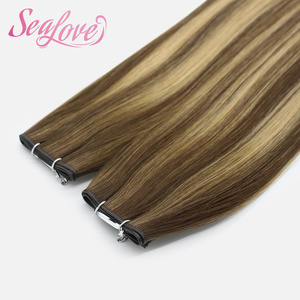 Trame hybride Genius Wefts de luxe, aspect noué à la main, découpable, pour cheveux fins, cheveux vierges slaves, trame invisible sans couture, 100g - Product Image 4