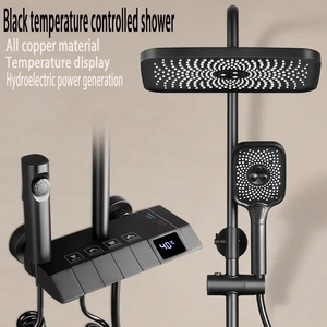 Ensemble de douche de salle de bain en laiton avec affichage numérique LED Robinet mitigeur à 4 touches de piano Motif de pulvérisation de pluie Crée une atmosphère dans la salle de bain - Product Image 2
