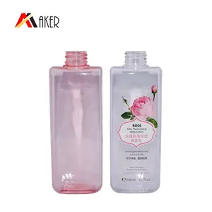 OEM ODM 200ml 250ml 300ml 500ml สแควร์พลาสติก PET เครื่องสําอางแชมพูครีมนวดขวดขวดโลชั่นบํารุงผิวพร้อมดอกไม้แกะสลัก