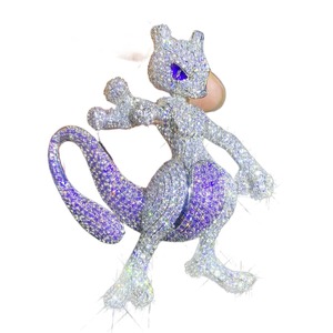 Pendentif Hip-hop Mew Pokémon, style européen et américain, simple, orné de diamants, collier tendance - Product Image 2