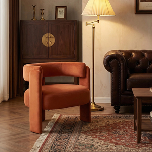 Poltrona Moderna in Velluto Arancione, Sedia Singola Imbottita di <span class=keywords><strong>Design</strong></span> per <span class=keywords><strong>Soggiorno</strong></span>, Camera da Letto o Ufficio - Product Image 5