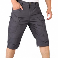 Pantalon cargo tactique tricoté mi-long pour homme IX7, taille mi-haute, motif uni, grandes tailles, short d'entraînement teint uni