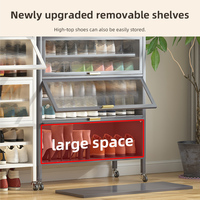 Meuble à chaussures en acier à grande capacité avec porte relevable pour couloirs d'escalier, salons, entrepôts – Étagère de rangement moderne et écologique