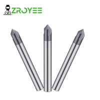 Foret à chanfreiner à point fixe en carbure de tungstène ZROYEE HRC65, foret central, modèle 3F-1*50L*90 50mm pour le perçage des métaux