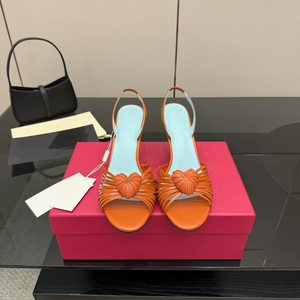 Sandalias Retro de Tacón Alto de Cuero, Sandalias de Verano Transpirables con Tira Delgada para Mujer, Sandalias Formales - Product Image 1