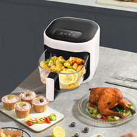 Friteuse à air carrée 8L avec fenêtre, machine à frites en verre, friteuse électrique multifonction grande capacité pour la maison