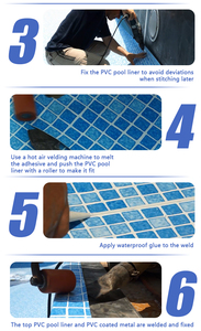 Rivestimenti in Vinile Gommato Forniti dalla Fabbrica, Materiale PVC Impermeabile Blu Mosaico per <span class=keywords><strong>Piscine</strong></span> Interrate - Product Image 5