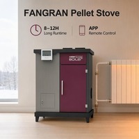 Fangran 500S WiFi Touchscreen Hydronische Houtpelletkachel Binnenstaande Vrijstaande Waterverwarming Afstandsbediening voor Fokkerij