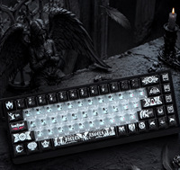 Clavier mécanique PC à 129 touches avec touches en fibre de carbone, texture Dark Angel, russe, anglais, rétroéclairé