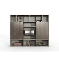 Meuble de rangement de bureau en bois, moderne et minimaliste, mobile, détachable, à cinq portes, style panneau, avec bibliothèque, sur pied