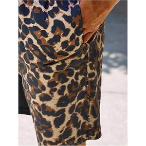 Shorts de bain pour homme personnalisés à imprimé léopard, séchage rapide, avec poches, tissu tissé en polyester et élasthanne - Product Image 1