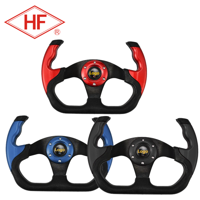 13inch Car Racing Sim Driving JDM Sport Gaming UTV Forklift Golf Cart Universal Leather Aluminum Steering Wheel with Horn Button
