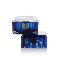 Pot cosmétique de luxe 30g carré transparent bleu en acrylique avec pot intérieur en plastique et couvercle à vis, impression sérigraphiée