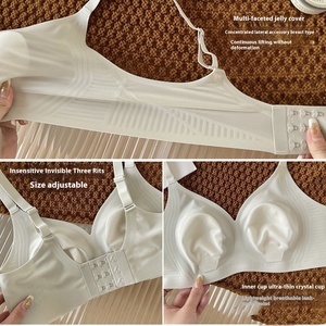 Prix d'usine Soutien-gorge sans couture en forme d'oreilles de lapin, léger, sans armatures, une pièce, en soie glacée, couvrant entièrement la poitrine, anti-affaissement - Product Image 3