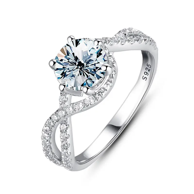 VVS GRA D Color Pass Diamond tester Moissanite Ring 1 2 CT quilates para mujeres 925 Sterling Silver Engagement Luxury joyería femenina