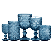 Verres à vin en verre gaufré StarLuckINT, gobelets en cristal coloré vintage, verres à pied long romantiques pour mariage et fête
