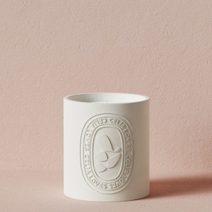 Pot à bougie en céramique <span class=keywords><strong>blanche</strong></span> terracotta avec logo en relief sur mesure C&H - Product Image 1