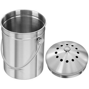 Compost Bin 1.8 Gallon Stainless Steel 304 Stainless Steel Kitchen Compost, Indoor Countertop Kitchen Recycling Bin Pail