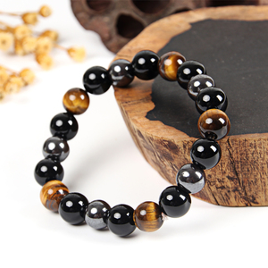 Ojo de Tigre de <span class=keywords><strong>hematita</strong></span> y obsidiana negra de alta calidad pulsera de <span class=keywords><strong>piedra</strong></span> Natural - Product Image 5