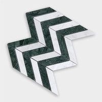 Guangdong Yunfu Naturel Vert Et Blanc Fishbone Chevron Motif Marbre Pierre Waterjet Mosaïque Murs Et Carreaux De Sol