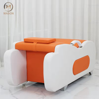 Table de massage incurvée ergonomique moderne - Table de soin du visage avec lavabo intégré et compartiments de rangement pour le salon