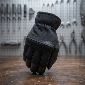 JNA GROUP Tactical Work <b>Gloves</b> Black PU Textured Fingertips Anti-Slip Abrasion Resistant Knit Wrist 7 oz <b>Silicone</b>-free - Product Image 3