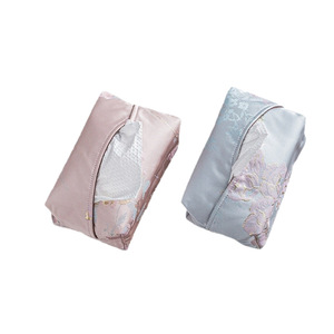 Brocade Tissue <b>Box</b> Fabric Chinese Style Desktop Pink Embroidered <b>Floral</b> Design For Home Tea Room - Product Image 5