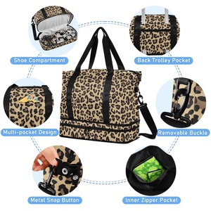 Large Capacity Custom Leopard Sport <b>Training</b> Yoga Travel <b>Bag</b> Weekend Shoulder Tote Gym <b>Bag</b> with Expandable Shoes Compartment - Product Image 5