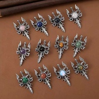 Nouveautés Pendentifs en cristal d'améthyste naturelle et de quartz rose, perle, double épée de dragon, collier, mode rétro, accessoires unisexes