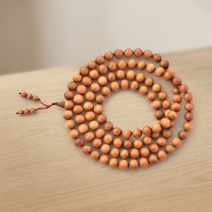 Riddhi Siddhi Wooden Prayer Mala Beads Round Natural Dark Golden Brown From Rajasthan for Necklace Making - Product Image 1