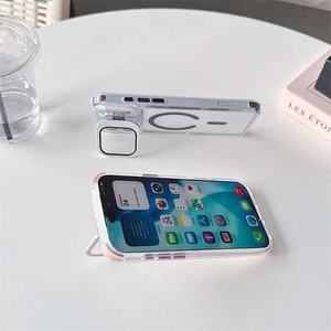 เคสโทรศัพท์ใสแบบแม่เหล็กหลากสี TPU+อะคริลิค พร้อมขาตั้งแม่เหล็กสำหรับ IP17 16 15 14 13 12 11 - Product Image 2