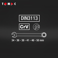 Jeu de clés à douille combinées métriques professionnelles TOMAC de 6 pièces - Tailles 34, 36, 38, 41, 46, 50 mm
